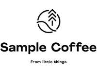 Sample Coffee logo, tree, mountains