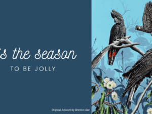 Original Artwork by Brenton See featuring Cockatoos of Western Australia on a holiday e-card