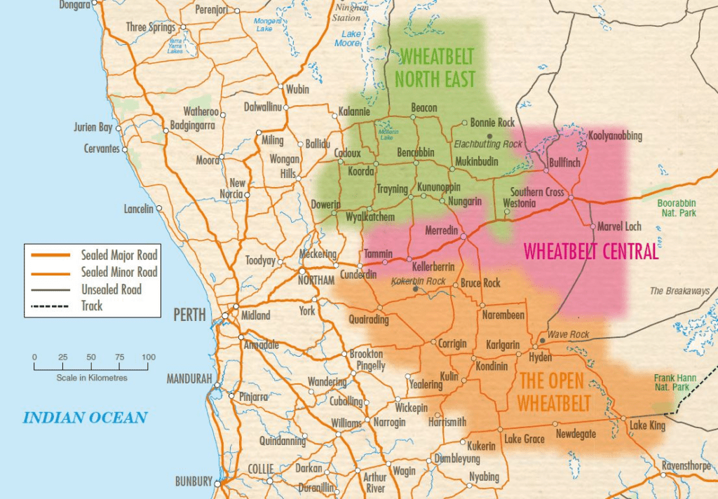 Map of Wheatbelt WA