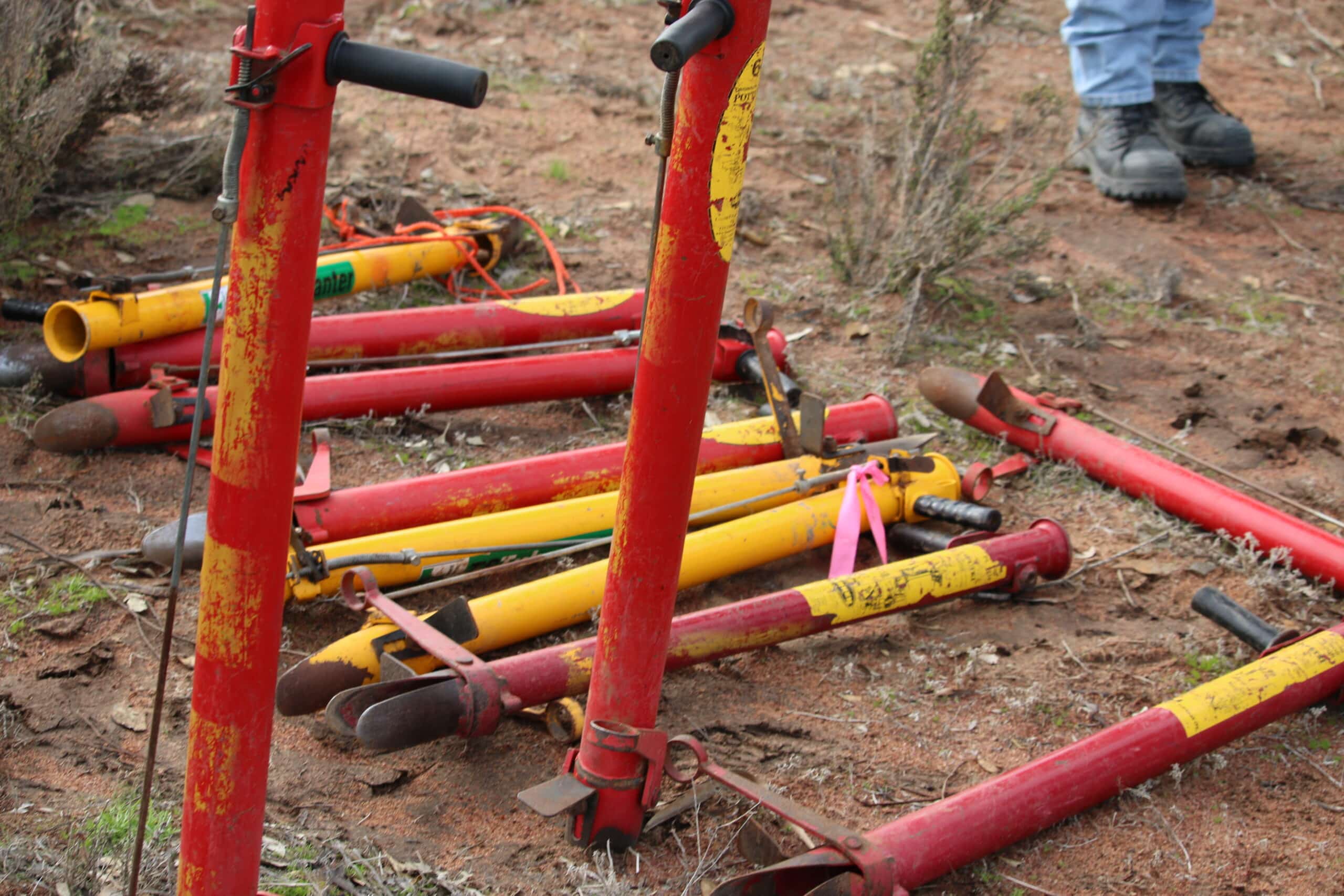 close up of pottiputkis (manual tree planting tools)